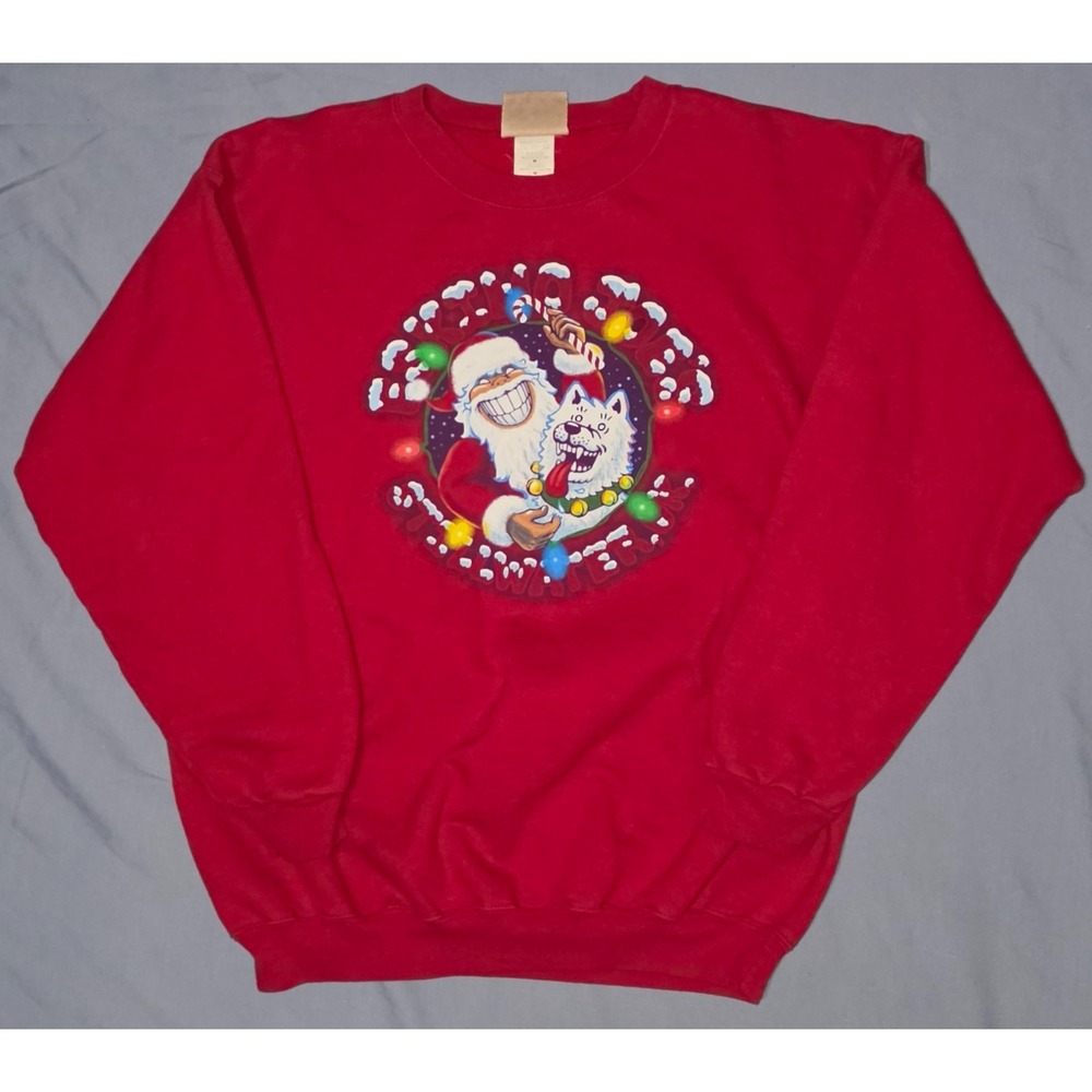 Vintage ESKIMO JOE'S Stillwater Christmas Graphic Red Crewneck Sweatshirt